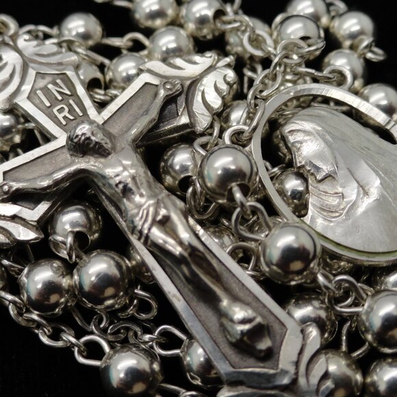 Sterling Silver 18 Grams 17" Rosary - Picture 2 of 8